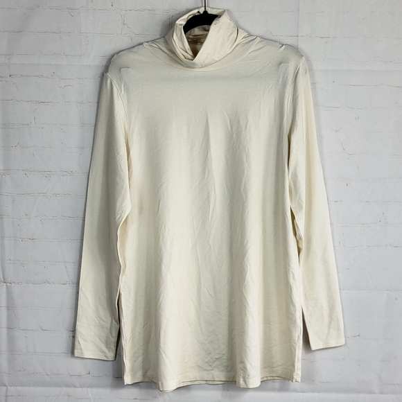 Peruvian Connection Women's Extreme T-Neck Turtleneck Pima Cotton in Cream L - Picture 2 of 7